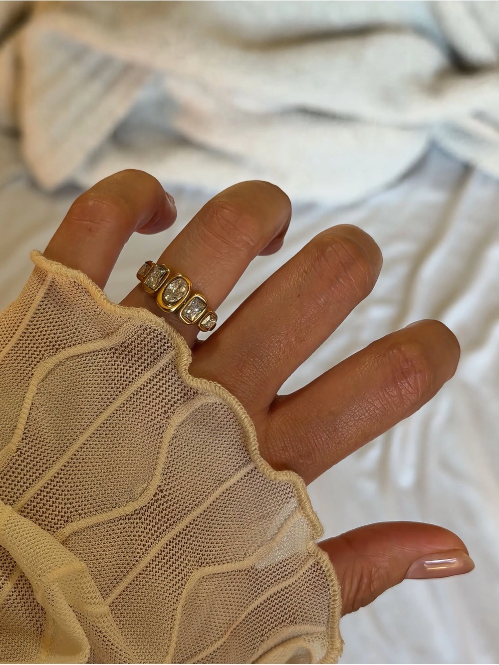 Gold Bezel Cubic Zirconia Stacking Ring - Gold
